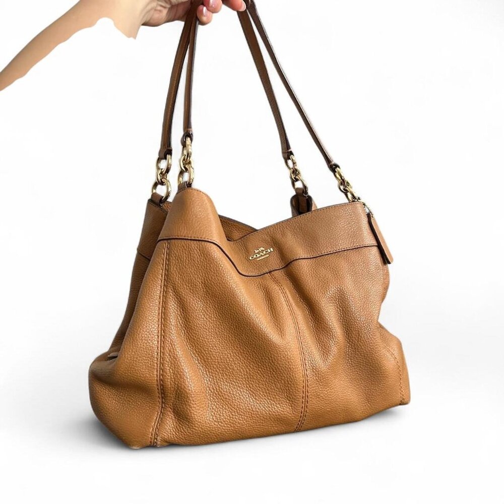 Coach Lexy shoulder bag in brown refined pebble leather
